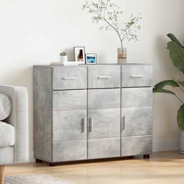 vidaXL Sideboard Betonggr&aring; 88,5 x 30,5 x 73 cm Konstruerat tr&auml;