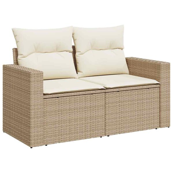 vidaXL Loungegrupp f&ouml;r tr&auml;dg&aring;rden m. dynor 11 delar beige konstrotting