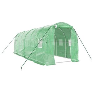 vidaXL V&auml;xthus med st&aring;lram gr&ouml;n 12 m&sup2; 6x2x2 m