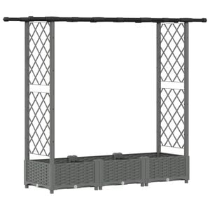 vidaXL Upph&ouml;jd B&auml;dd med Spalj&eacute; och Tak Ljusgr&aring; 164 x 40 x 123 cm PP