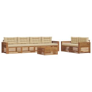 vidaXL Utomhussoffset med kudde 7 pcs Naturlig och Beige