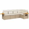 vidaXL Soffgrupp f&ouml;r tr&auml;dg&aring;rden med dynor 5 delar beige konstrotting