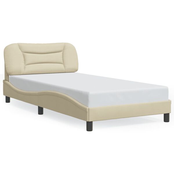 vidaXL Bed Frame without Mattress "Hvar" Cream 100x200 cm Fabric