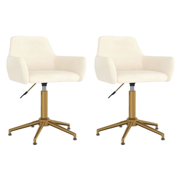 vidaXL Snurrbara matstolar 2 st gr&auml;ddvit sammet