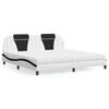 vidaXL Bed "Viana" with Mattress White and Black 200x200 cm Faux Leather