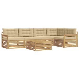 vidaXL Utomhussoffset med kudde 6 pcs Vit och Beige Polyester