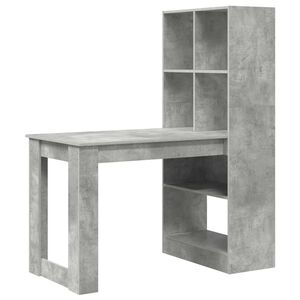 vidaXL Skrivbord Betonggr&aring; Konstruerat tr&auml; 122 x 67 x 145 cm