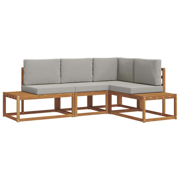 vidaXL Utomhussoffset med kudde 4 Stycke Naturlig och Ljus Gr&aring;