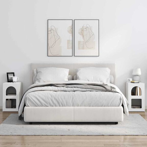 vidaXL S&auml;ngbord 2 pcs Vit 29,5 x 33,5 x 50 cm Konstruerat tr&auml;