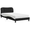 vidaXL Bed with Mattress "Hvar" Black and White 100x200 cm Faux Leather