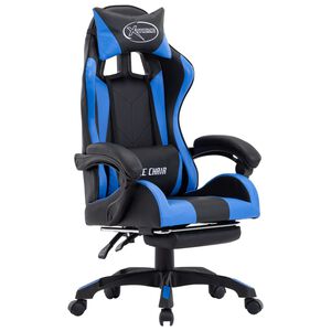 vidaXL Gamingstol med fotst&ouml;d bl&aring; och svart konstl&auml;der
