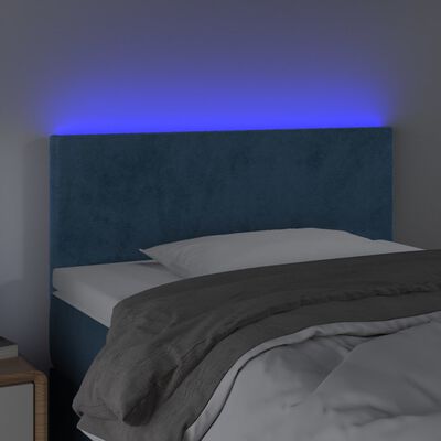 vidaXL Sänggavel LED blå 100 x 5 x 78/88 cm sammet