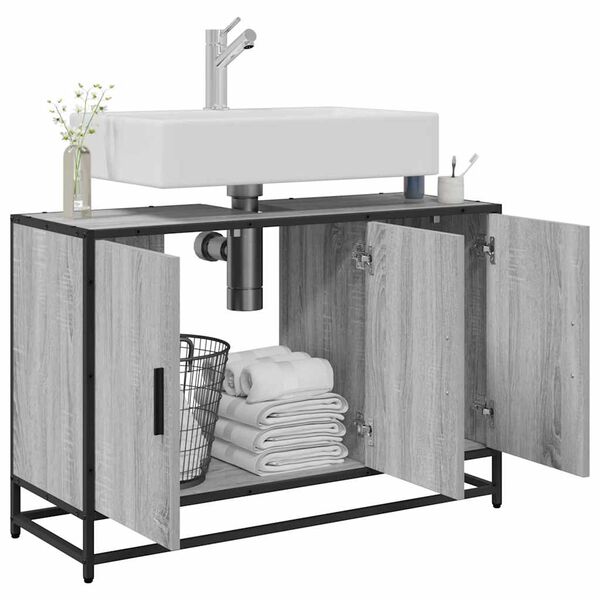 vidaXL Tv&auml;ttst&auml;llssk&aring;p gr&aring; sonoma 90x33x60 cm konstruerat tr&auml;