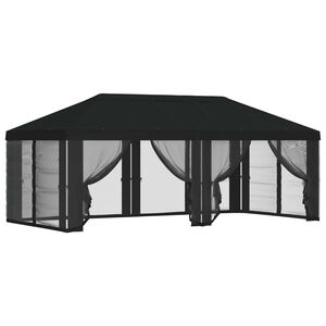 vidaXL Gazebo-tak med sidov&auml;ggar Svart 600,5 x 300,5 cm Polyester