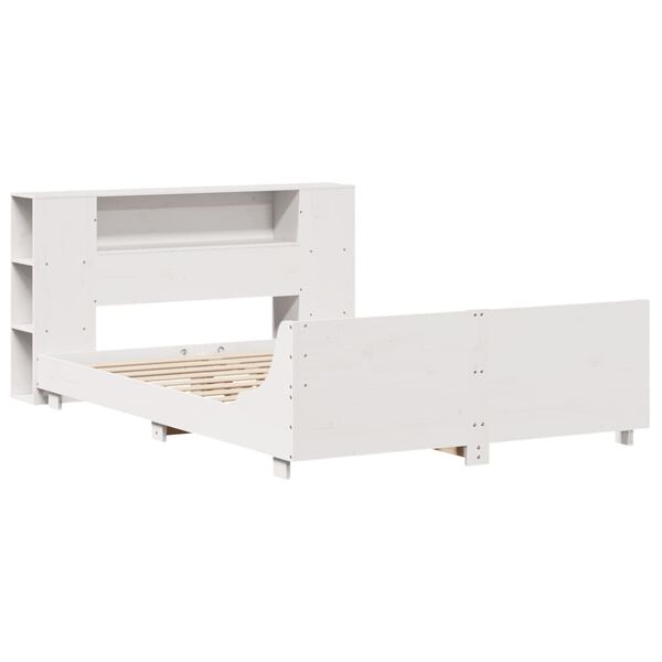 vidaXL Sängram utan madrass vit 160x200 cm massiv furu