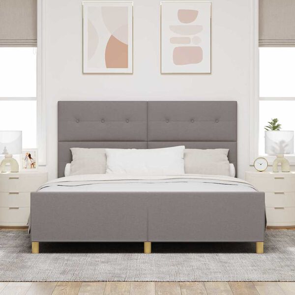 vidaXL S&auml;ngram med huvudgavel Taupe 180 x 200 cm tyg