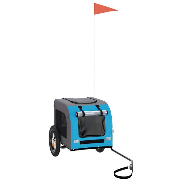 vidaXL Cykelvagn för djur blå och grå oxfordtyg och järn