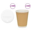 vidaXL Kaffekoppar i papper med lock 1000 st 12oz 300ml