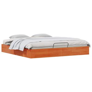 vidaXL B&auml;ddsoffa med f&ouml;rvaring Vaxad brun 180 x 200 cm Massivt furu