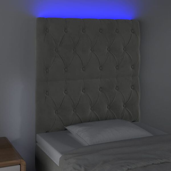 vidaXL S&auml;nggavel LED ljusgr&aring; 80x7x118/128 cm sammet
