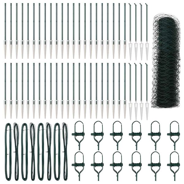 vidaXL St&auml;ngselstolpe Gr&ouml;n 100 x 1 m (36 mm n&auml;t) St&aring;l och PVC