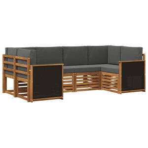 vidaXL Sektionsoffgrupp med kudde 5 pcs Naturlig och Antracit