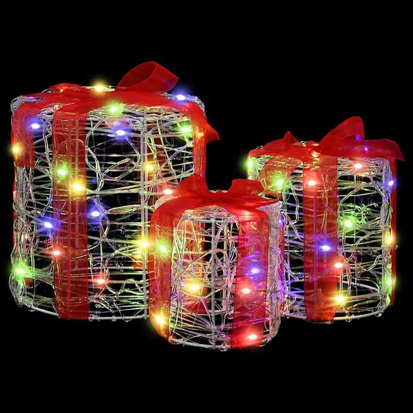 vidaXL Dekor av Gåva Box 3 pcs färgstark 20 x 20 x 21 cm Akryl