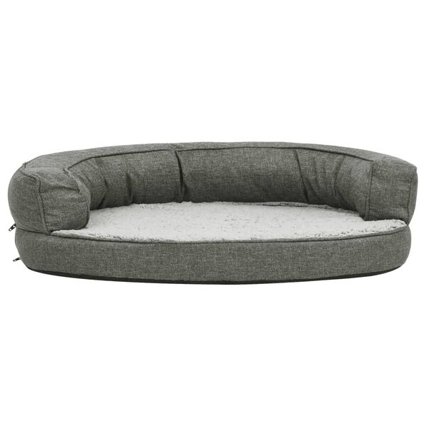 vidaXL Ergonomisk hundmadrass 75x53 cm linnelook fleece gr&aring;