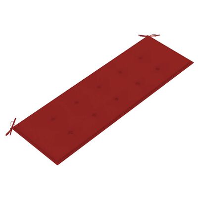 vidaXL Bataviabänk med röd dyna 150 cm massiv teak