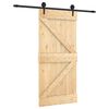 vidaXL Skjutd&ouml;rr Naturlig och svart 95 x 210 cm Massiv furutr&auml;d&ouml;rr