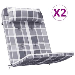 vidaXL Solstolsdynor 2 st gr&aring;rutig oxfordtyg
