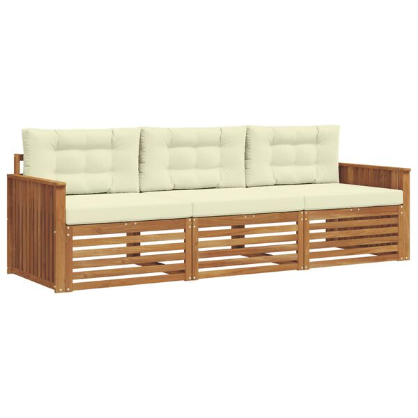 vidaXL Utomhussoffset med kudde 3 pcs Naturlig och Gr&auml;dde