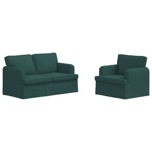 vidaXL Soffset 2 pcs M&ouml;rkgr&ouml;n 144 x 80 x 85 cm tyg