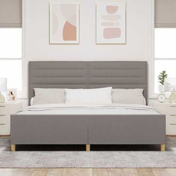 vidaXL S&auml;ngram med huvudgavel Taupe 200 x 200 cm tyg