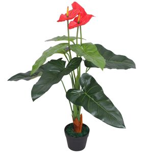 vidaXL Konstv&auml;xt Flamingoblomma med kruka 90 cm r&ouml;d och gul