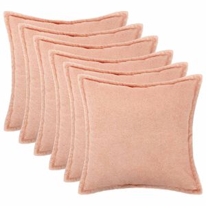 vidaXL Kudd&ouml;verdrag 6 st HOUTEN Rosa 30 x 30 cm Boucl&eacute;