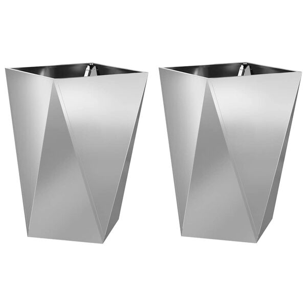 vidaXL Planteringsk&auml;rl 2 pcs Silver 50 x 50 x 75 cm Galvaniserat St&aring;l