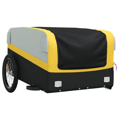 vidaXL Cykelvagn svart och gul 45 kg järn