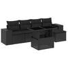 vidaXL Loungegrupp med dynor 6 delar svart konstrotting