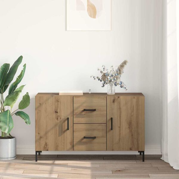 vidaXL Sideboard med låda Artisan Ek 100 x 36 x 60 cm Konstruerat trä