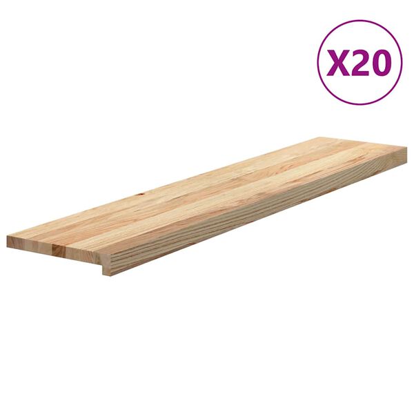 vidaXL Trappstegsmattor 20 pcs obehandlad 120x30x2 cm massiv ek