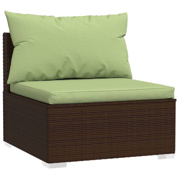 vidaXL Soffa 4-sits med dynor konstrotting brun