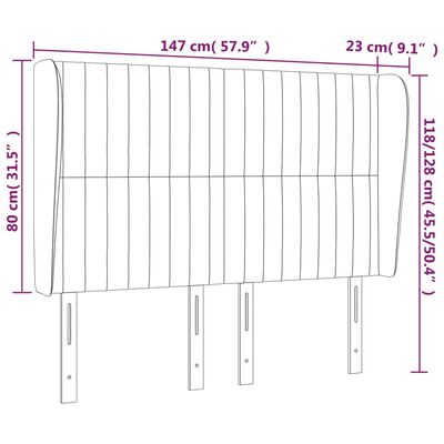 vidaXL Huvudgavel med kanter taupe 147x23x118/128 cm tyg
