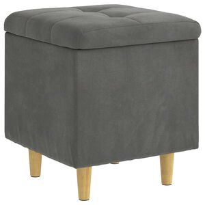 vidaXL Ottoman med f&ouml;rvaring M&ouml;rkgr&aring; 40 x 40 x 45 cm Sammet