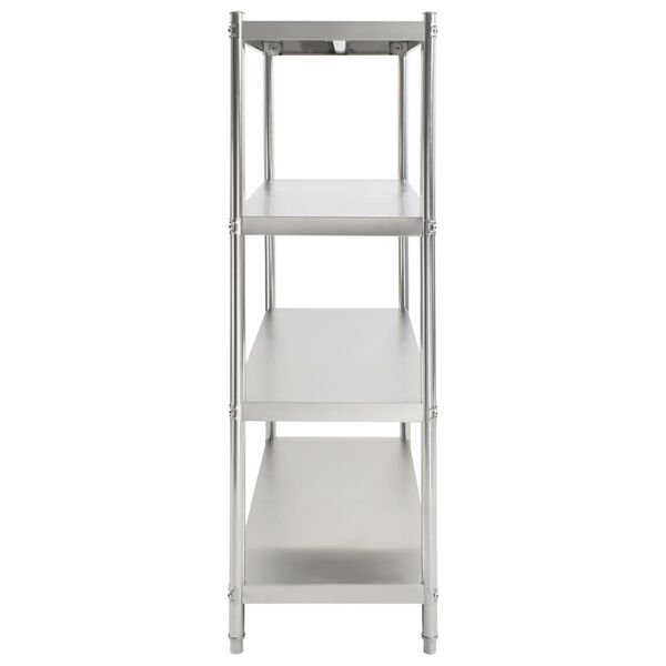 vidaXL K&ouml;kshylla med 4 hyllplan 100x50x155 cm rostfritt st&aring;l