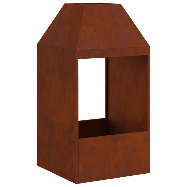 vidaXL Eldstad Brun 50 x 50 x 100 cm V&auml;derbest&auml;ndig st&aring;l