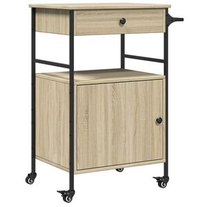 vidaXL K&ouml;ksvagn sonoma-ek 56x43x89,5 cm konstruerat tr&auml;