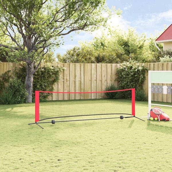 vidaXL Tennis Nät Svart och röd 301 x 90.5 x 87 cm Polyester