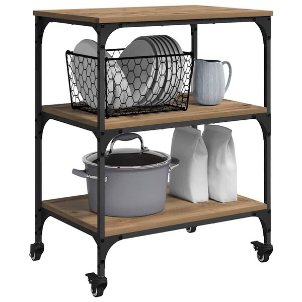 vidaXL K&ouml;ksvagn Artisan Ek 60 x 41 x 76 cm Konstruerat tr&auml;