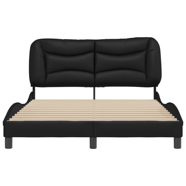 vidaXL Bed Frame without Mattress "Hvar" Black 140x190 cm Faux Leather